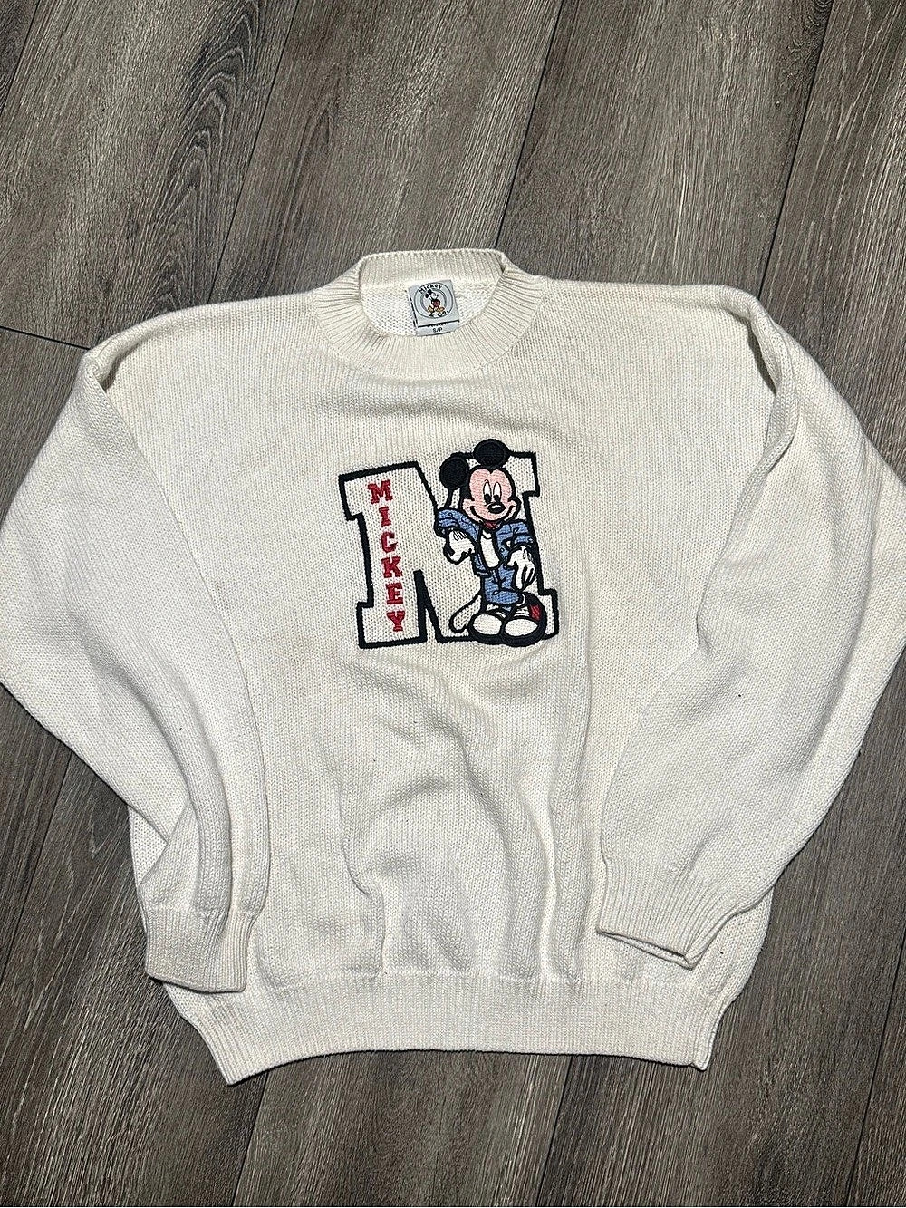 Disney Mens Smal or Womens Medium Mickey Sweater in Cream